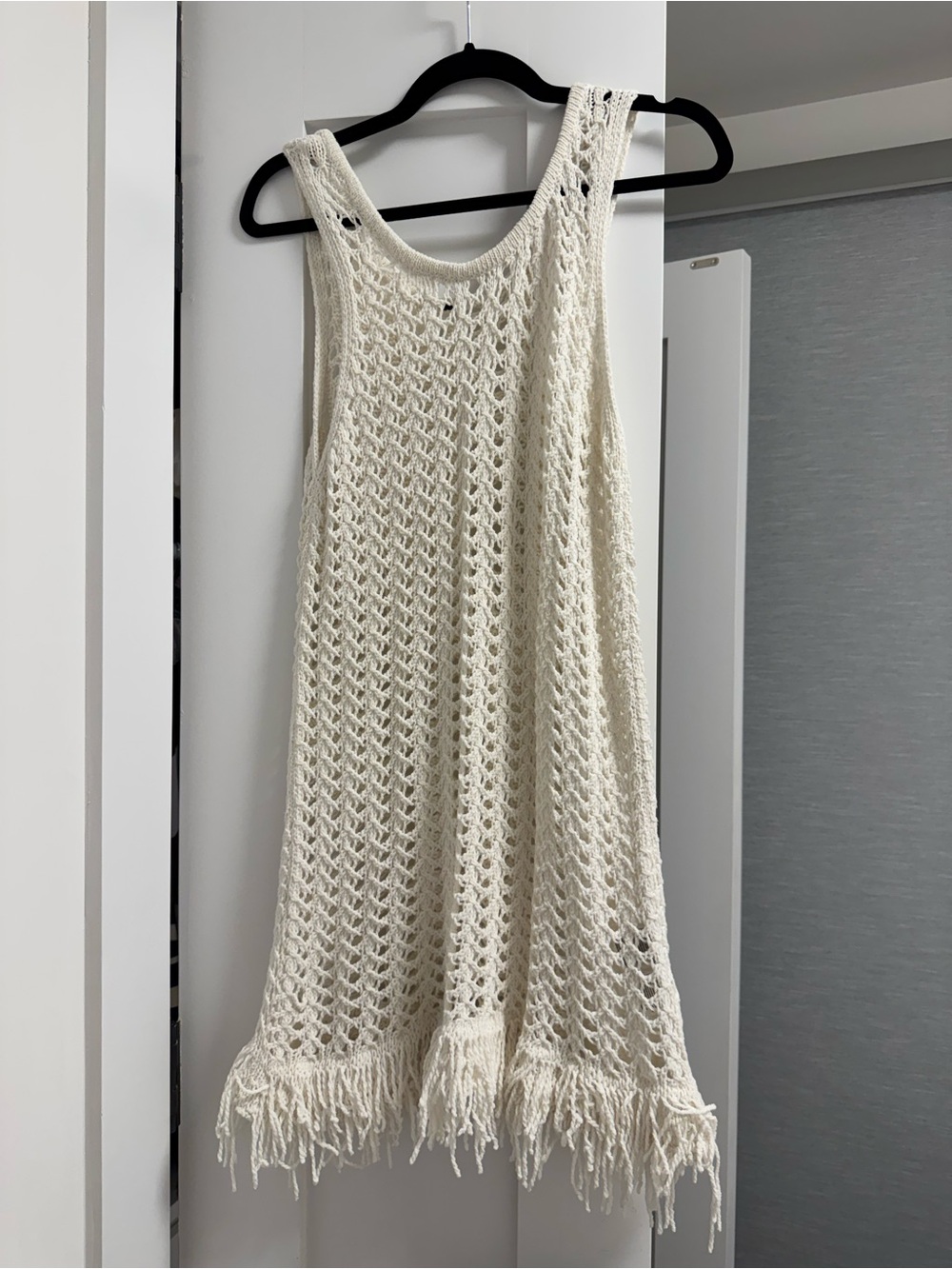H&M Cream Crochet Fringe Mini Dress